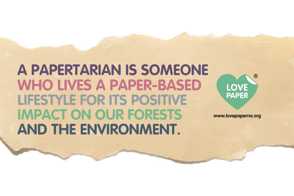 Piece of torn paper with the definition of a Papertarian